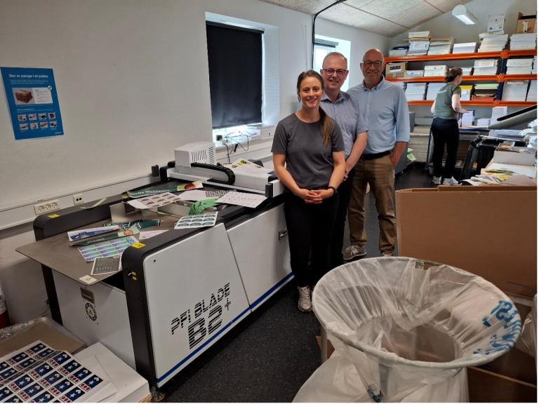From left: Marie Louise Clausen, Print House Manager, Henrik Degn, Owner, and Jesper Koch from Ricoh Denmark